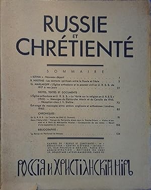 Cahiers de Russie et chrétienté. N° 1. Textes de Istina - B. Nikitine - G. Maklakov.