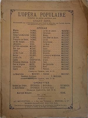 Seller image for Cavalleria rusticana (Chevalerie rustique). Drame lyrique en 1 acte. Vers 1925. for sale by Librairie Et Ctera (et caetera) - Sophie Rosire