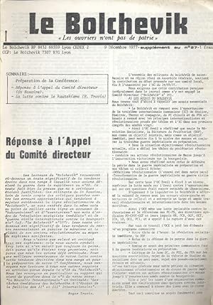 Le Bolchevik supplément au N° 27. Journal communiste marxiste-léniniste.