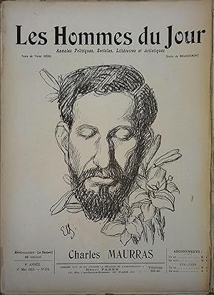 Les Hommes du jour N° 278 : Charles Maurras. Portrait en couverture par Bracquemond. 17 mai 1913.