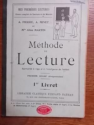 Bild des Verkufers fr Mthode de lecture. Approprie  l'ge et  l'intelligence de l'enfant. Premier degr. (Prparatoire). 1er livret. zum Verkauf von Librairie Et Ctera (et caetera) - Sophie Rosire