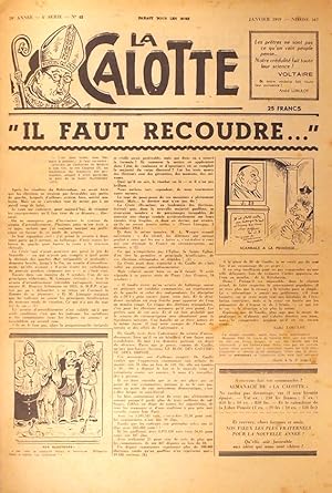 La Calotte. Mensuel. N° 45 (4e série). Directeur, rédacteur, imprimeur :André Lorulot. Janvier 1959.