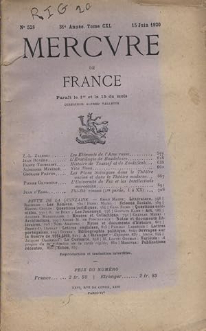 Seller image for Mercure de France N 528. 15 juin 1920. for sale by Librairie Et Ctera (et caetera) - Sophie Rosire