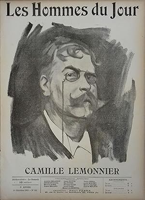 Les Hommes du jour N° 141 : Camille Lemonnier. Portrait en couverture par Delannoy. 1er octobre 1...