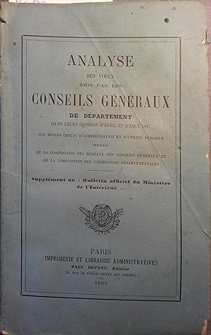 Analyse des voeux émis par les conseils généraux de département dans leurs sessions d'avril et d'...