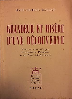 Bild des Verkufers fr Grandeur et misre d'une dcouverte. zum Verkauf von Librairie Et Ctera (et caetera) - Sophie Rosire