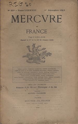 Image du vendeur pour Mercure de France N 323. 1er dcembre 1910. mis en vente par Librairie Et Ctera (et caetera) - Sophie Rosire