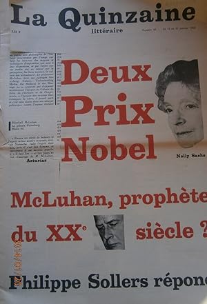 Imagen del vendedor de La Quinzaine Littraire N 43. Janvier 1968. a la venta por Librairie Et Ctera (et caetera) - Sophie Rosire