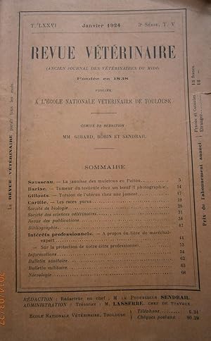 Revue vétérinaire (Ancien journal des vétérinaires du Midi). T LXXVI. 3 e série T. V. Publiée à l...