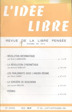 Seller image for L'ide libre. 1996. N 224. Revue de la libre pense. Aot-septembre 1996. for sale by Librairie Et Ctera (et caetera) - Sophie Rosire
