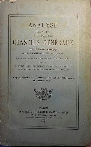 Analyse des voeux émis par les conseils généraux de département dans leurs sessions d'avril et d'...