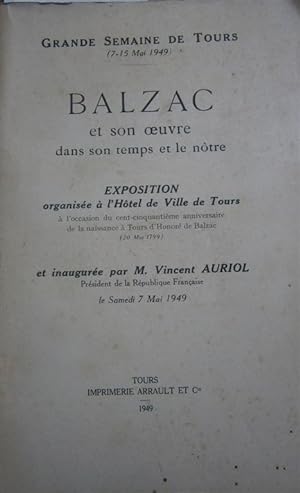 Catalogue de l'exposition Balzac et son oeuvre dans son temps et le nôtre. Exposition à l'hôtel d...