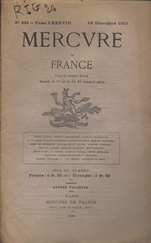 Seller image for Mercure de France N 324. 16 dcembre 1910. for sale by Librairie Et Ctera (et caetera) - Sophie Rosire
