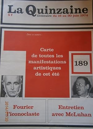 Image du vendeur pour La Quinzaine Littraire N 189. Juin 1974. mis en vente par Librairie Et Ctera (et caetera) - Sophie Rosire