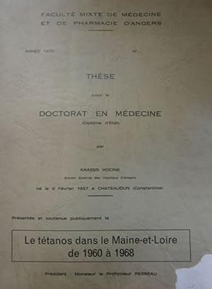 Le tétanos dans le Maine-et-Loire de 1960 à 1968.