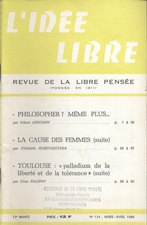 L'idée libre. 1988. N° 174. Revue de la libre pensée. Mars-avril 1988.