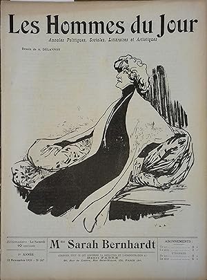 Les Hommes du jour N° 147 : Mme Sarah Bernhardt. Portrait en couverture par Delannoy. 12 novembre...