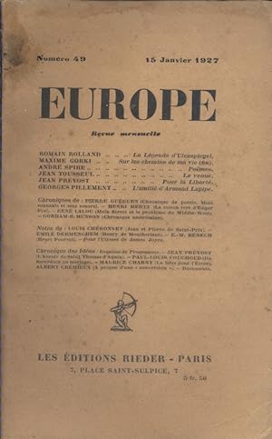 Europe. Revue mensuelle N° 49. 15 janvier 1927.
