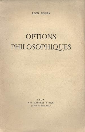 Seller image for Options philosophiques. Vers 1950. for sale by Librairie Et Ctera (et caetera) - Sophie Rosire