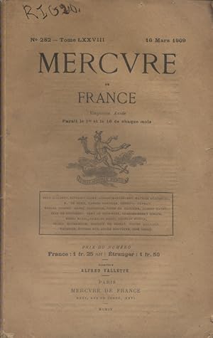 Image du vendeur pour Mercure de France N 282. 16 mars 1909. mis en vente par Librairie Et Ctera (et caetera) - Sophie Rosire