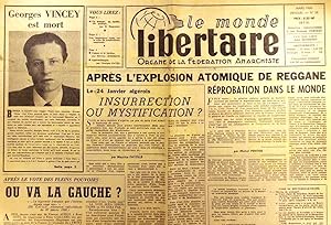 Le Monde libertaire N° 58. Organe de la Fédération anarchiste. Mensuel. Algérie ; Explosion atomi...