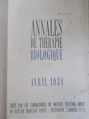 Annales de thérapie biologique. Avril 1938.