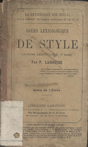 Seller image for Cours lexicologique de style. Livre de l'lve. (Autrefois lexicologie - 2 e anne). for sale by Librairie Et Ctera (et caetera) - Sophie Rosire