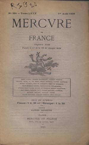 Image du vendeur pour Mercure de France N 291. 1er aot 1909. mis en vente par Librairie Et Ctera (et caetera) - Sophie Rosire