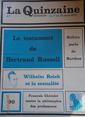 La Quinzaine Littéraire N° 90. Mars 1970.