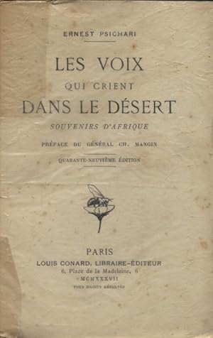 Seller image for Les voix qui crient dans le dsert. Souvenirs d'Afrique. for sale by Librairie Et Ctera (et caetera) - Sophie Rosire