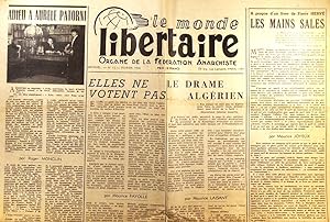Le Monde libertaire N° 15. Organe de la Fédération anarchiste. Mensuel. Roger Monclin - Maurice F...
