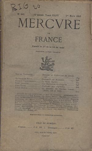 Image du vendeur pour Mercure de France N 545. 1er mars 1921. mis en vente par Librairie Et Ctera (et caetera) - Sophie Rosire