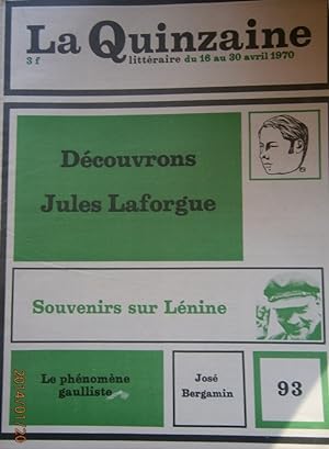 La Quinzaine Littéraire N° 93. Avril 1970.
