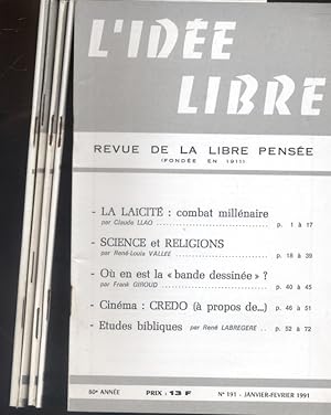 L'idée libre. 1991. Année incomplète. 5 numéros sur 6. Numéros 191 à 196. Il manque le N° 195 de ...