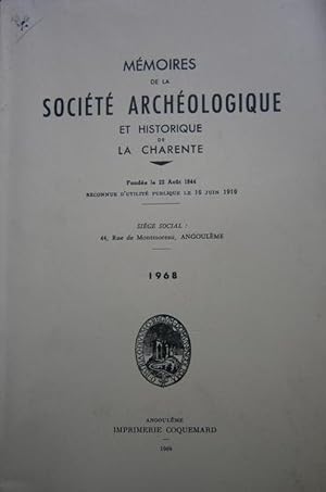 Imagen del vendedor de Socit Archologique et Historique de la Charente. Anne 1968. a la venta por Librairie Et Ctera (et caetera) - Sophie Rosire