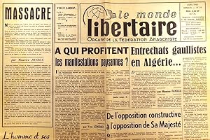 Le Monde libertaire N° 59. Organe de la Fédération anarchiste. Mensuel. Algérie ; Manifestations ...