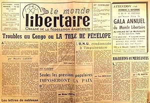 Le Monde libertaire N° 63. Organe de la Fédération anarchiste. Mensuel. Troubles au Congo ; Algér...