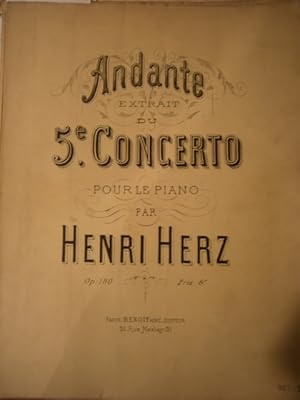 Immagine del venditore per Andante. Extrait du 5e concerto. Pour le piano. Op. 180. Vers 1950. venduto da Librairie Et Ctera (et caetera) - Sophie Rosire