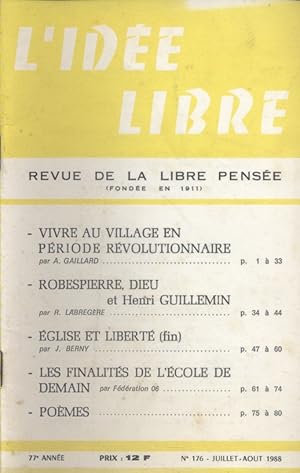 L'idée libre. 1988. N° 176. Revue de la libre pensée. Juillet-août 1988.