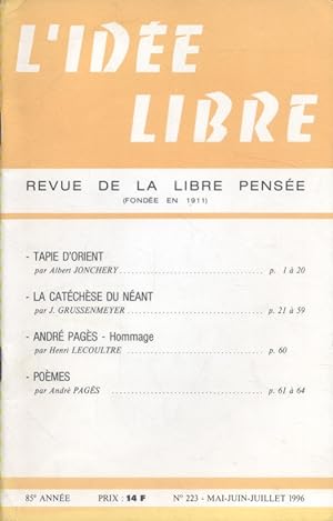 Seller image for L'ide libre. 1996. N 223. Revue de la libre pense. Mai-juin-juillet 1996. for sale by Librairie Et Ctera (et caetera) - Sophie Rosire