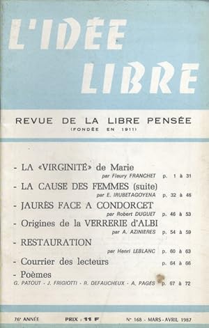 L'idée libre. 1987. N° 167. Revue de la libre pensée. Mars-avril 1987.