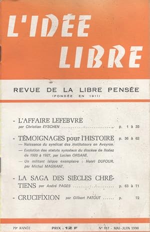 L'idée libre. 1990. N° 187. Revue de la libre pensée. Mai-juin 1990.