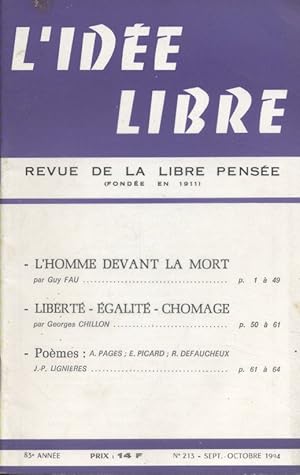 L'idée libre. 1994. N° 213. Revue de la libre pensée. Septembre-octobre 1994.