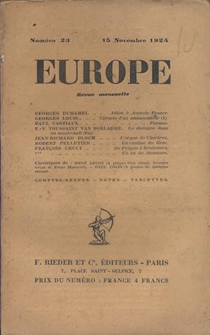 Europe. Revue mensuelle N° 23. 15 novembre 1924.