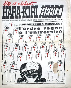 "Hara-Kiri Hebdo N° 2. Supplément hebdomadaire du mensuel Hara-Kiri. "Bête et méchant". Reiser - ...