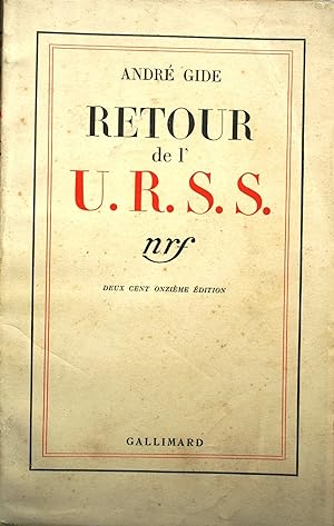 Seller image for Retour de l'U.R.S.S. for sale by Librairie Et Ctera (et caetera) - Sophie Rosire