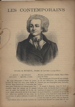 Antoine de Rivarol, homme de lettres (1754-1801). Biographie accompagnée d'un portrait. Fin XIXe....