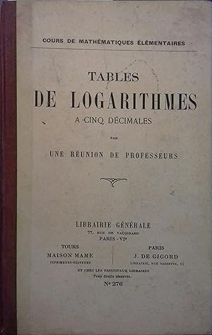 Tables de logarithmes à cinq décimales. N° 276.