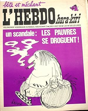 "L'hebdo Hara-Kiri N° 27. Prolongement hebdomadaire du mensuel Hara-Kiri. "Bête et méchant". Reis...