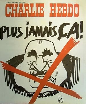 Charlie Hebdo N° 177. Couverture de Gébé : Plus jamais ça! 8 avril 1974.